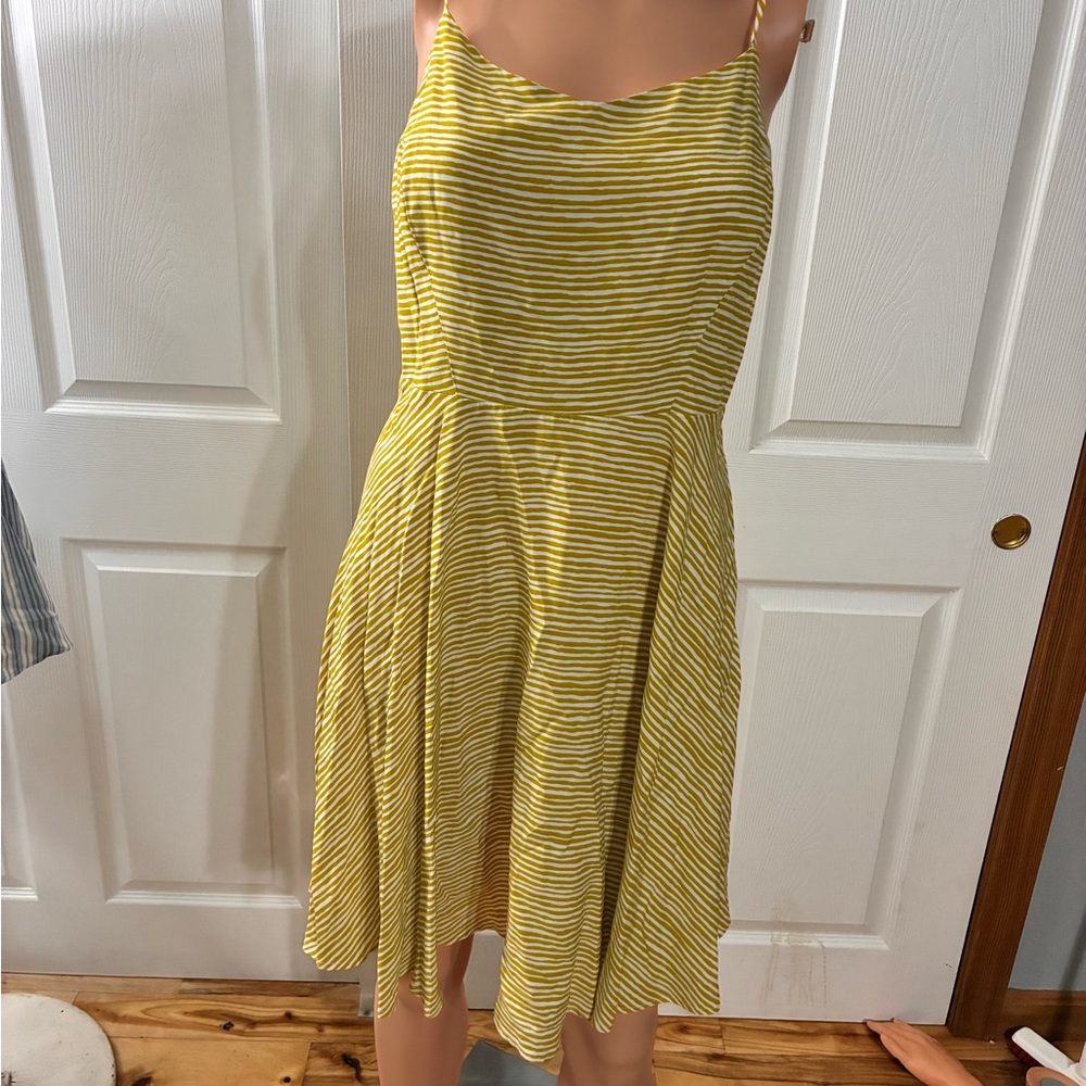 Old Navy Yellow and White Striped Midi Dress